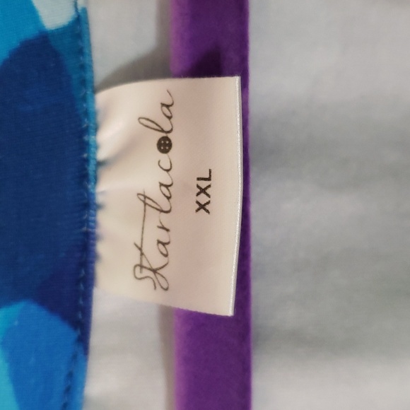 Op Art Blue Swirl Cotton Jersey Tshirt dress. NWOT 1X. KarlaCola. Ocean Dress. - Picture 6 of 8